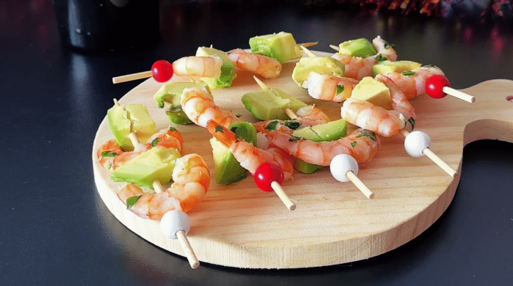 Amuse bouche de Noël : batonnets avocat crevettes