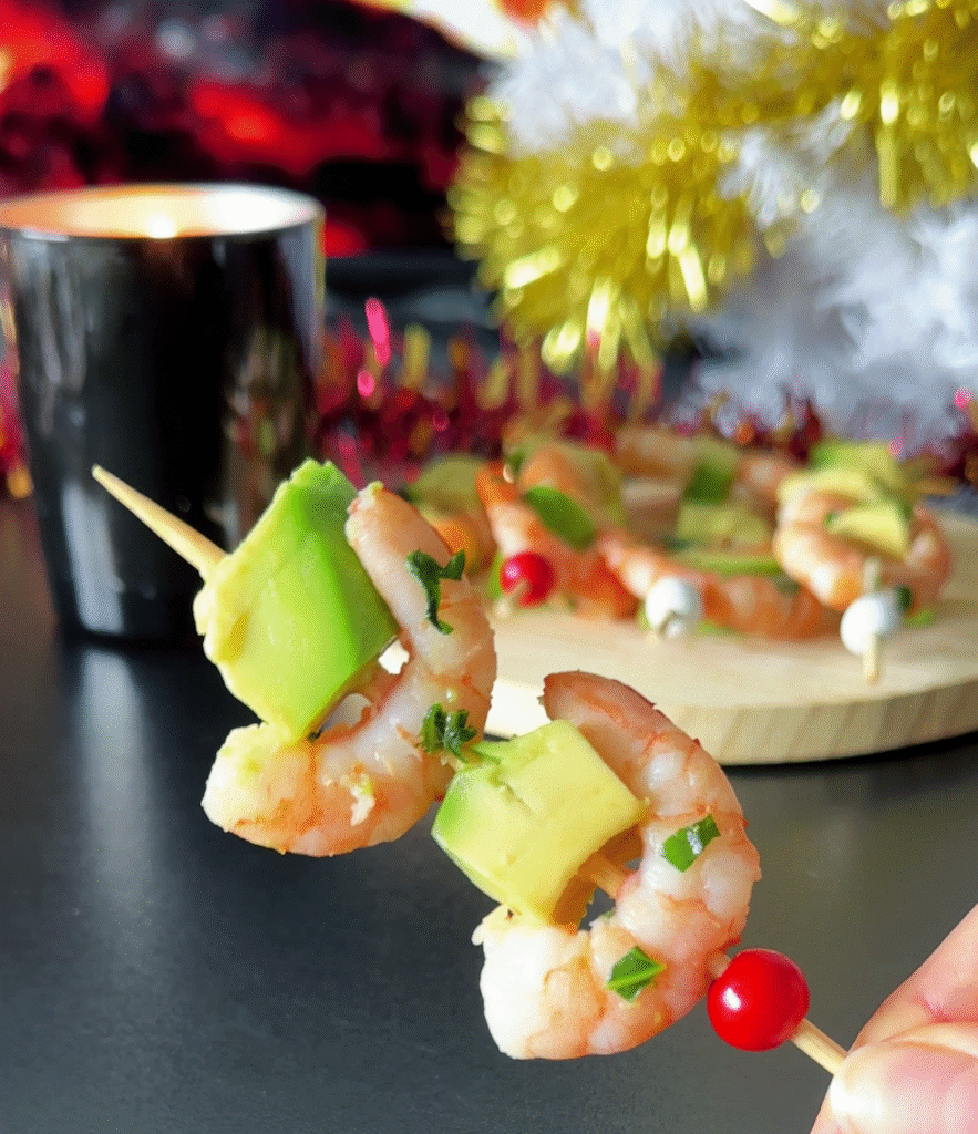Amuse bouche de Noël : batonnets avocat crevettes