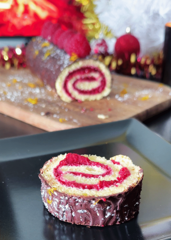 Dessert de Noël : buche légère chocolat framboise healthy