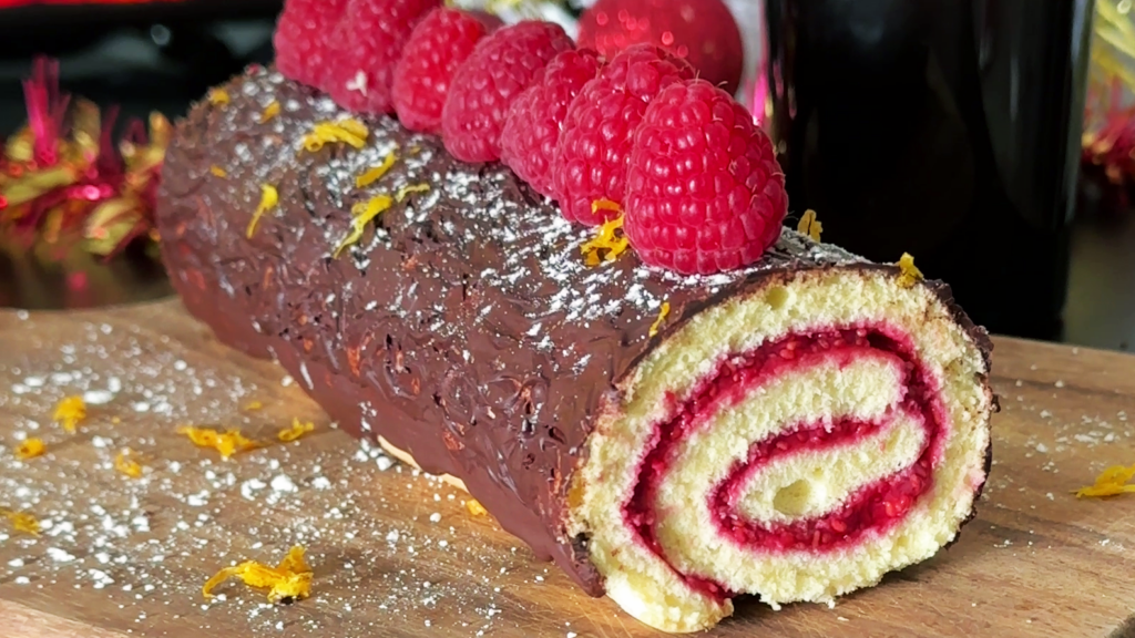 Dessert de Noël : buche légère chocolat framboise healthy