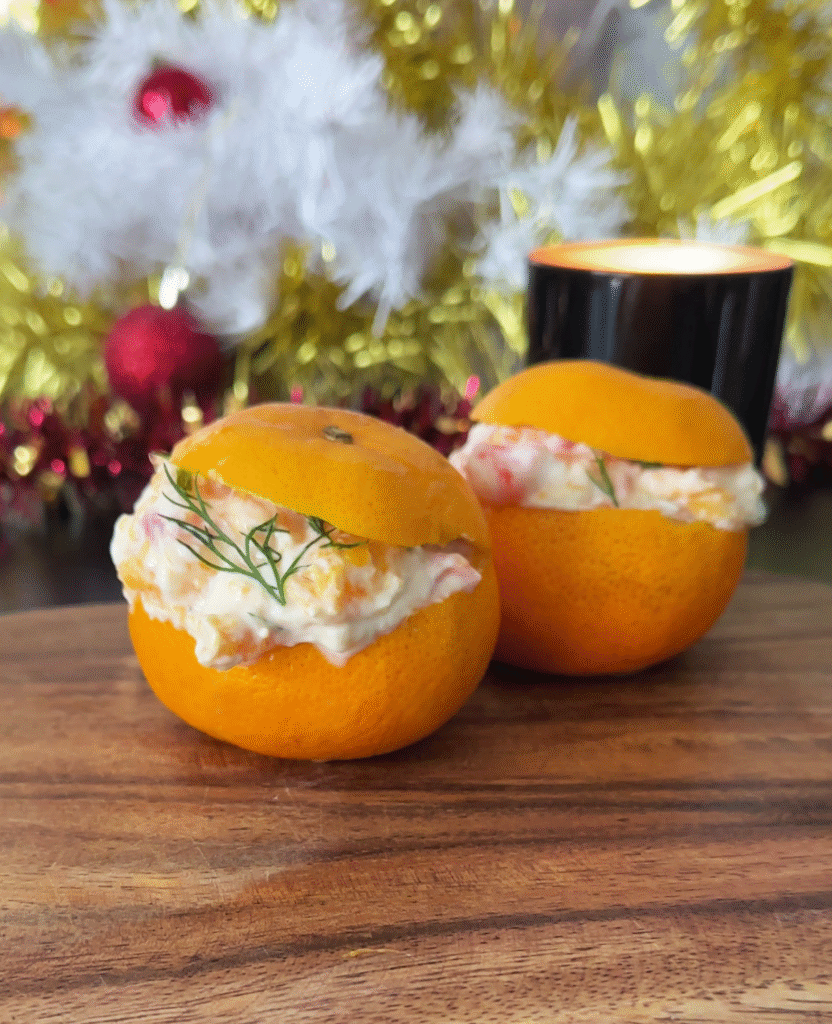 Entrée de Noël : clémentines farcies au saumon fumé