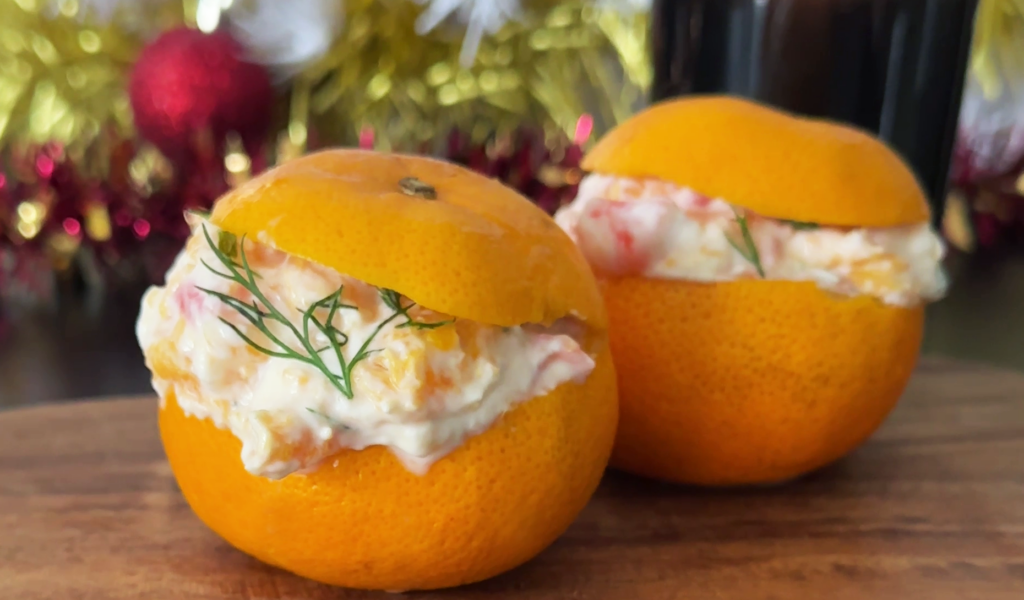 Entrée de Noël : clémentines farcies au saumon fumé